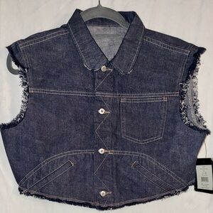 Marithé Francois Girbaud Women’s Denim Jean Cap Sleeve Vest Top Size Large New